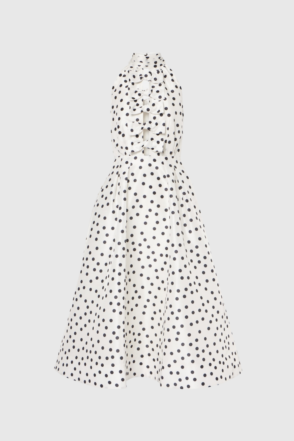 Londa Halter Polka Dot Bow Cutout Midi Dress