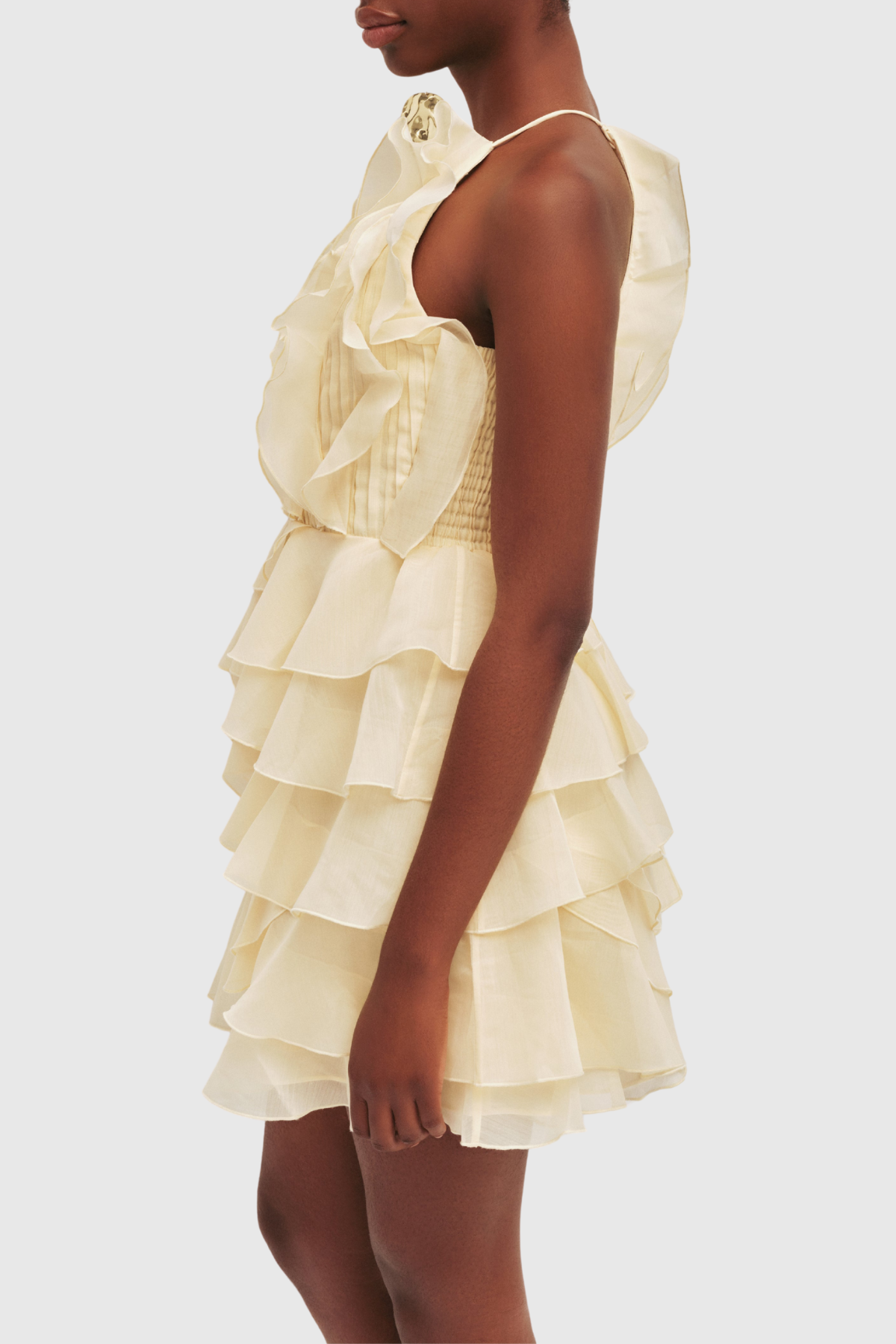 Lorca Ruffle Layered Mini Dress - Yellow