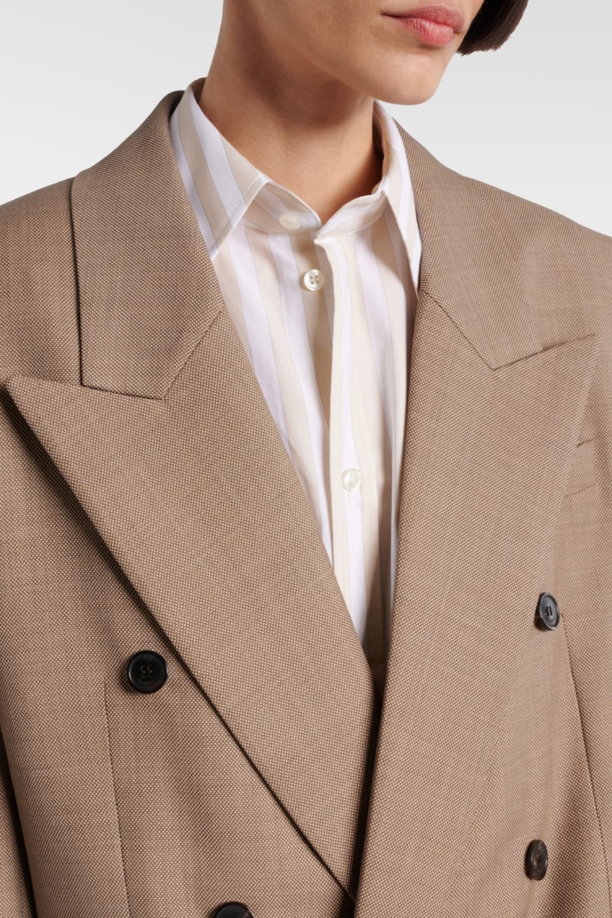 Lorra Double Breasted Wool Blazer - Beige