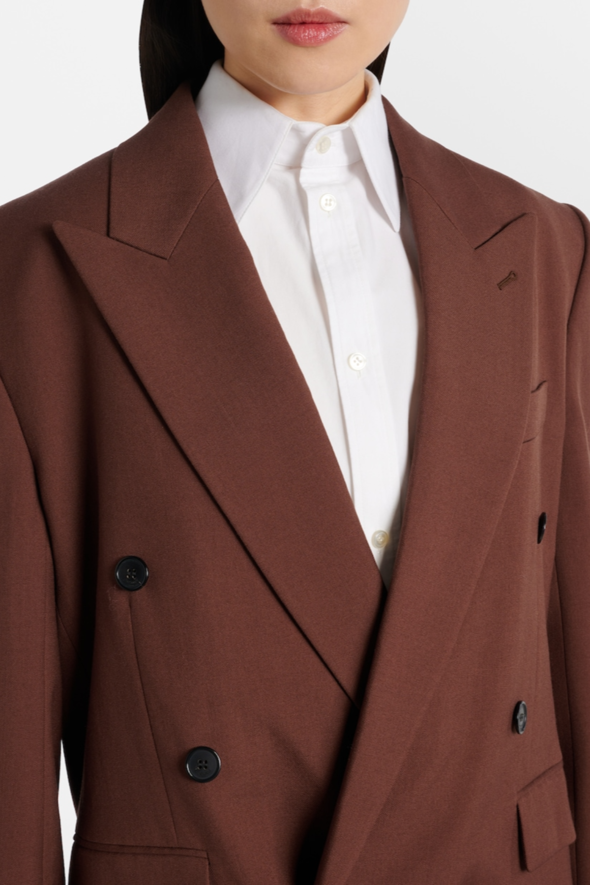 Lorra Double Breasted Wool Blazer - Brown