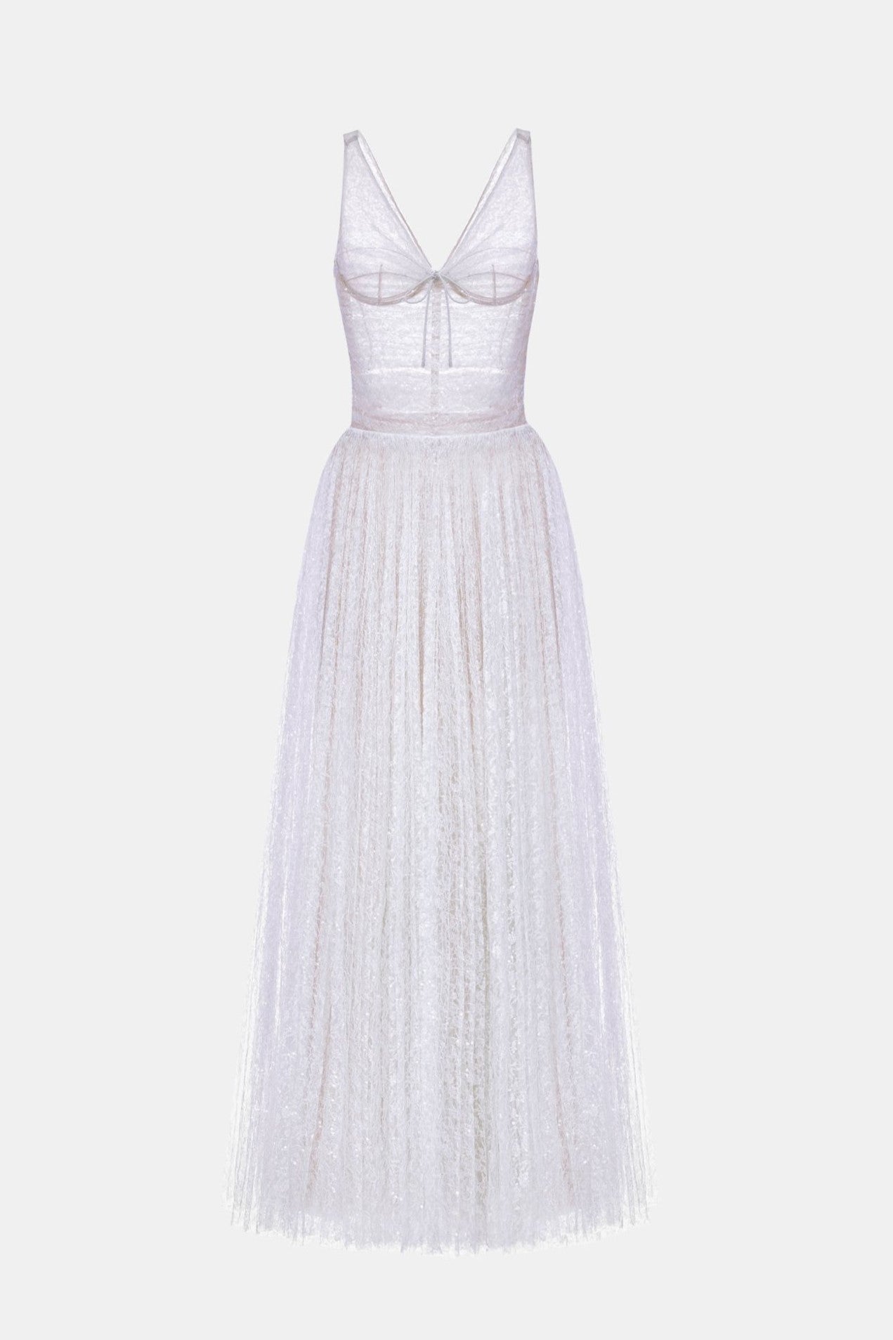 Lorya Mesh Pleated Maxi Dress - Purple