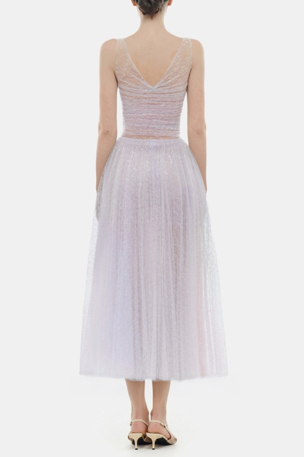 Lorya Mesh Pleated Maxi Dress - Purple