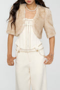 Louia Faux Fur Cropped Jacket - Beige