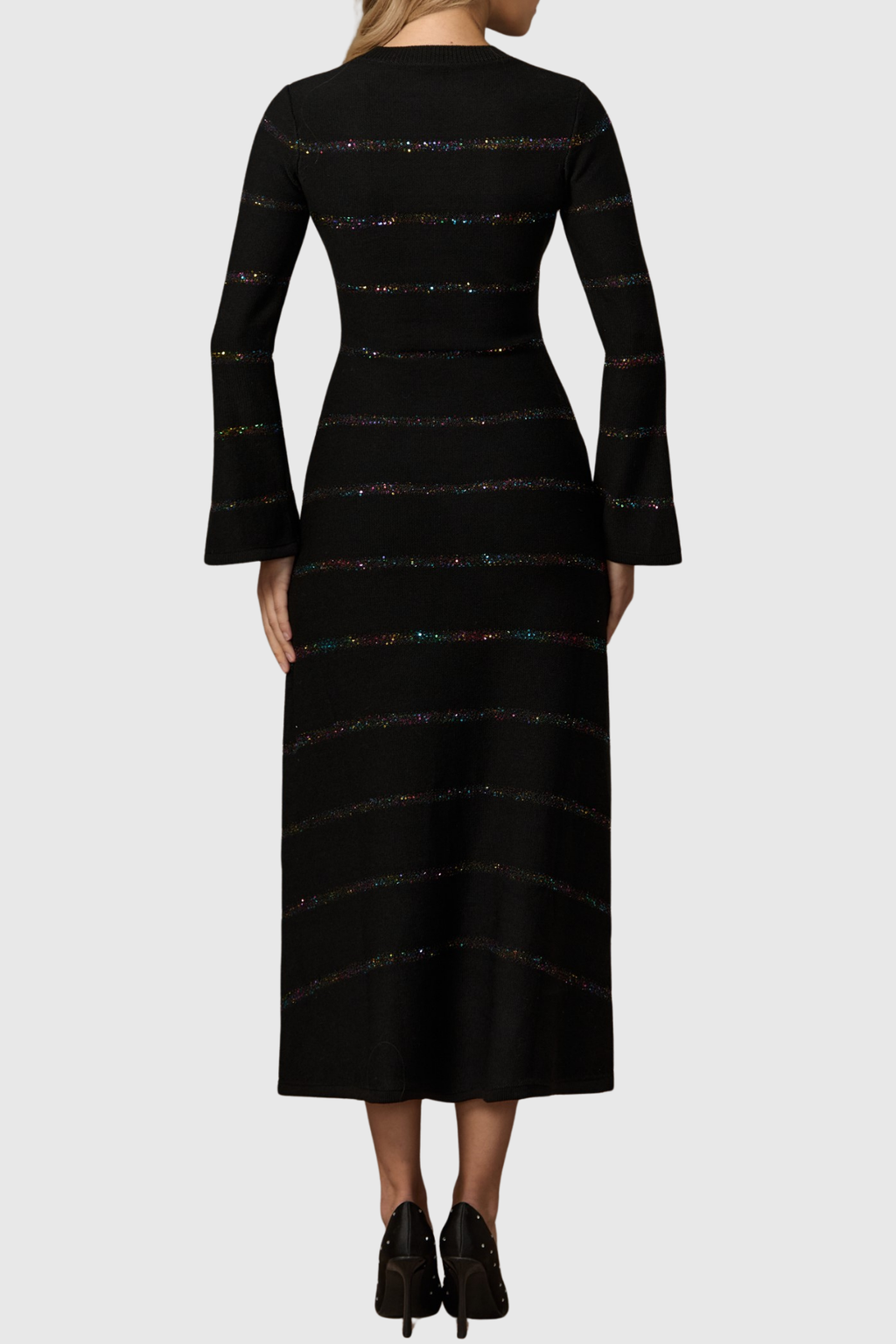 Lowo Sequin Embellished Knit Midi Dress