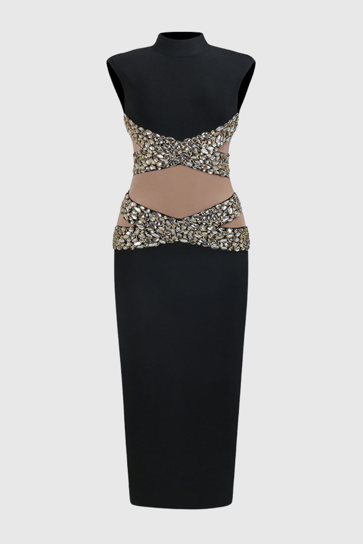 Malaz Diamante Embellished Sleeveless Maxi Bandage Dress