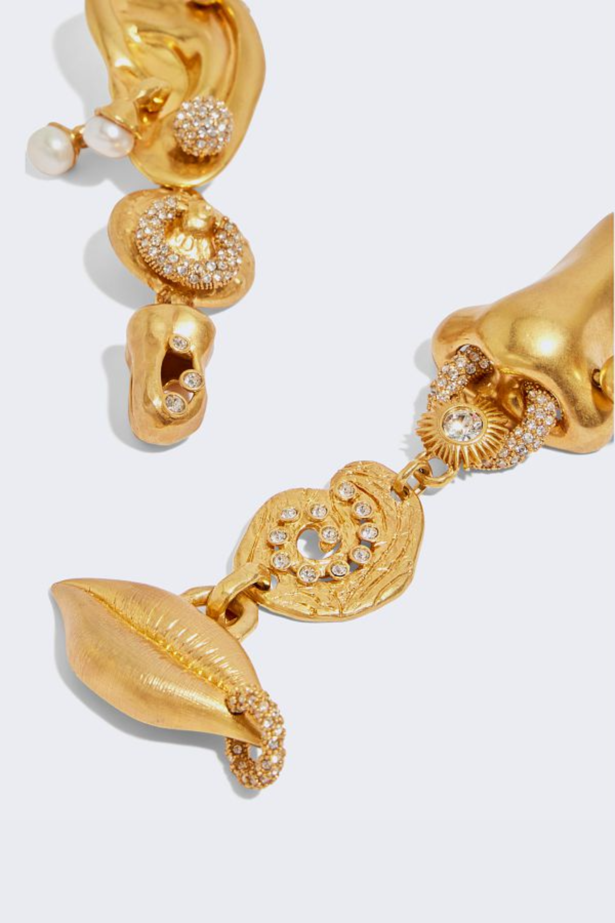 Marliz Nose Asymmetric Rhinestone Earrings