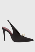 Masozi Pearl Satin Slingback Pumps - Black