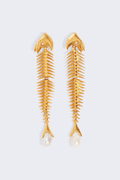 Massimo Fish Skeleton Pearl Earrings