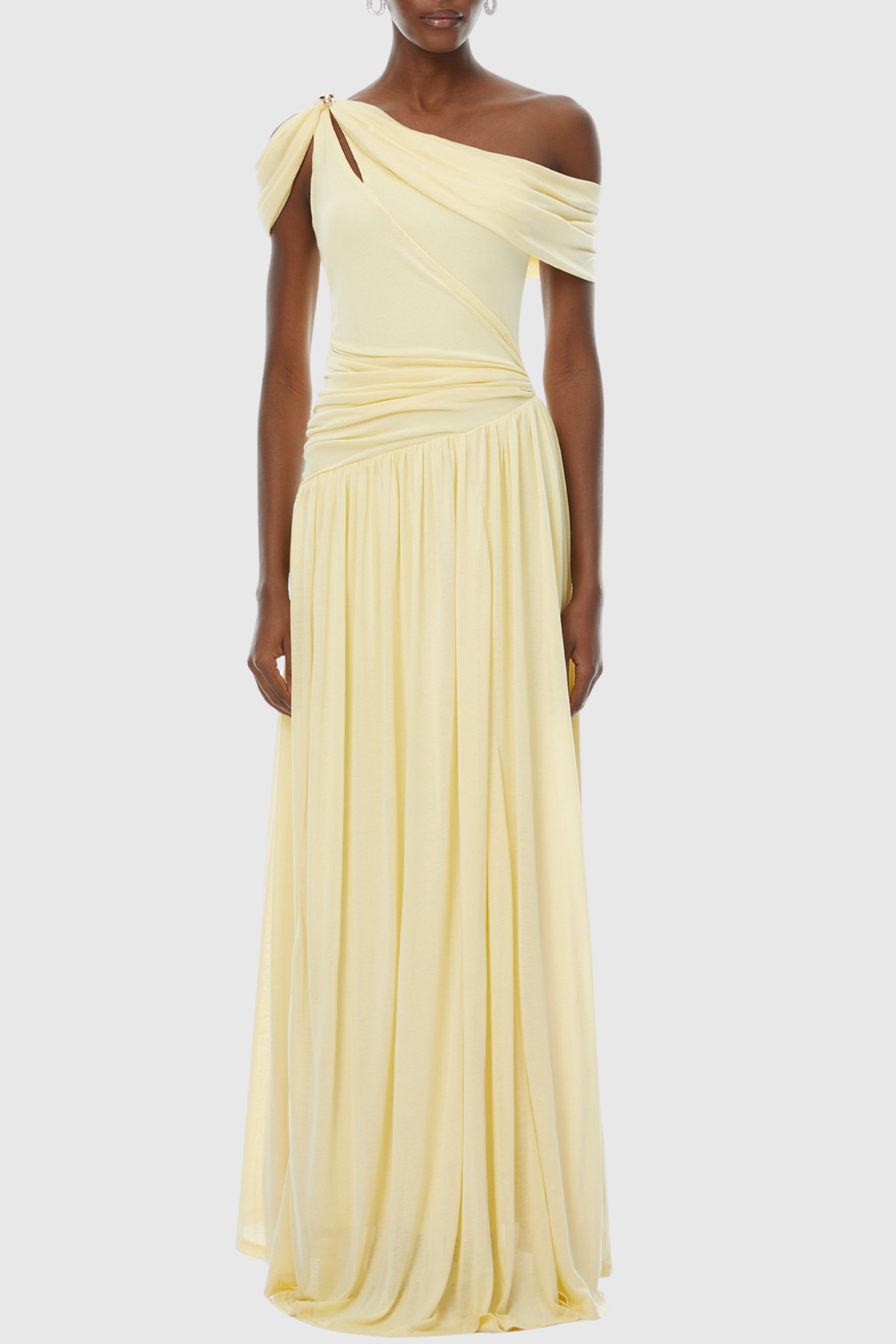Merlin Asymmetric Ruched Maxi Dress - Yellow