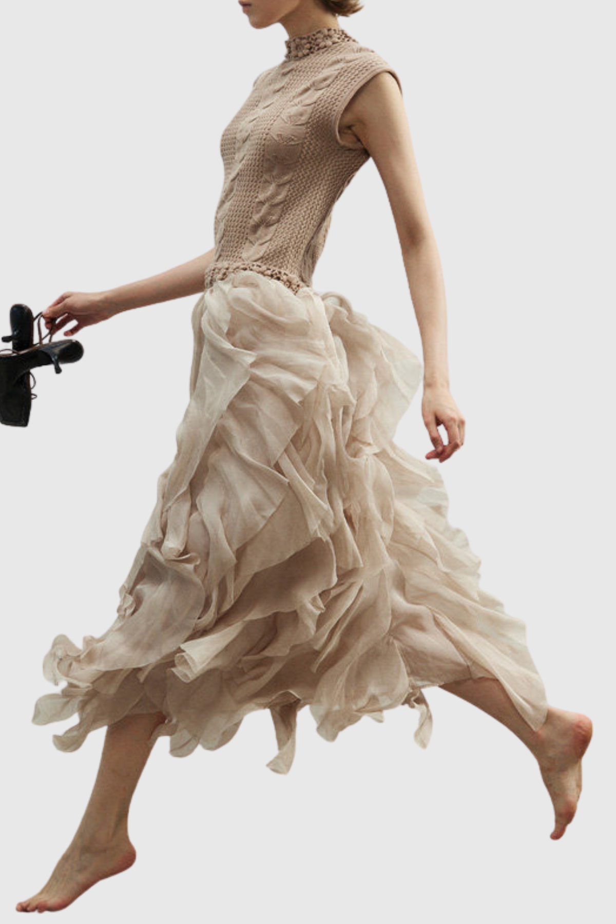 Midora Sleeveless Knit Ruffle Maxi Dress