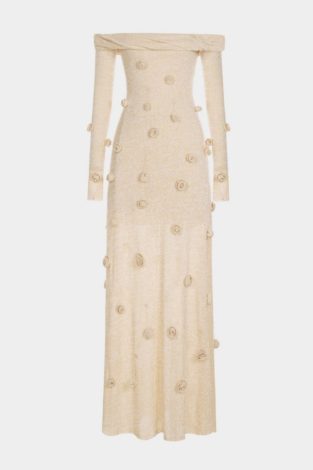 Mihi Floral Off Shoulder Knit Maxi Dress