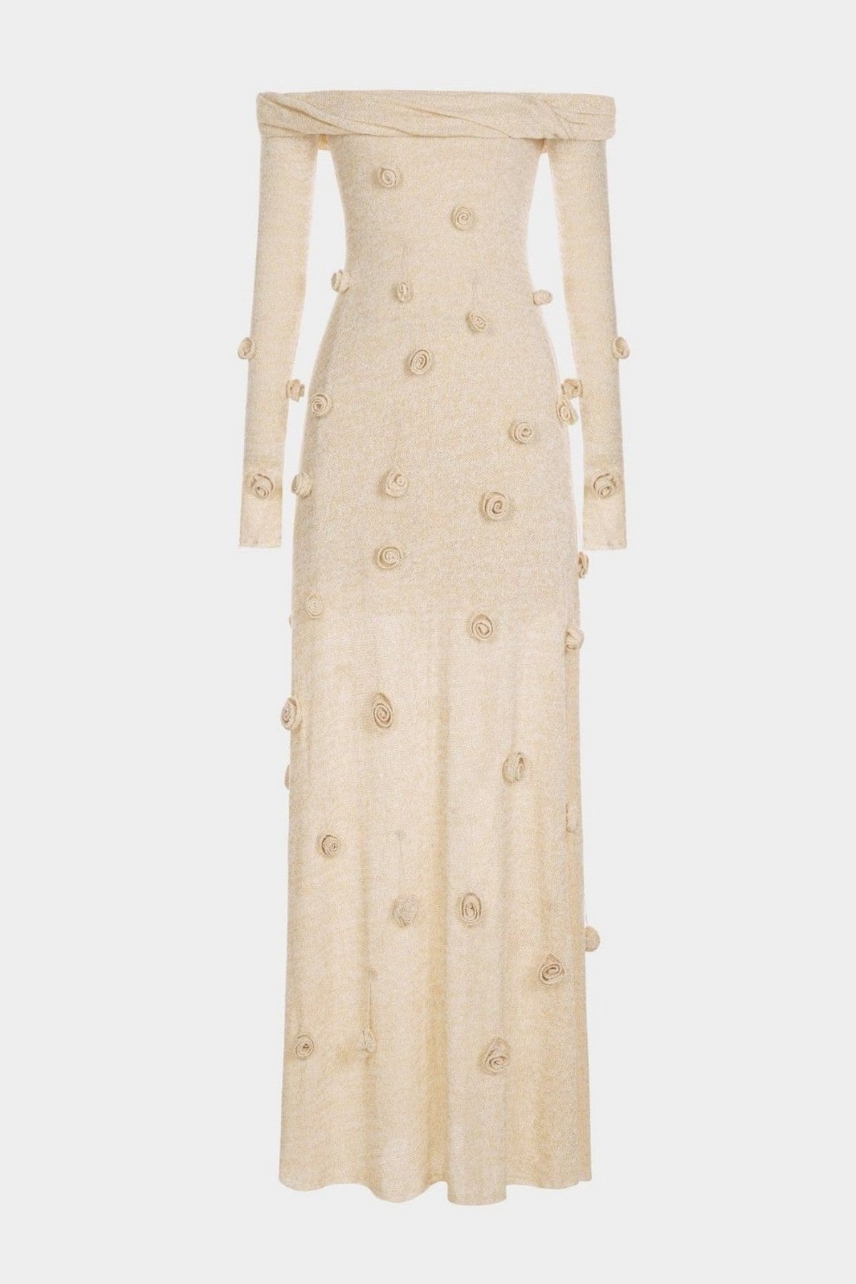 Mihi Floral Off Shoulder Knit Maxi Dress