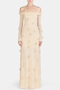 Mihi Floral Off Shoulder Knit Maxi Dress