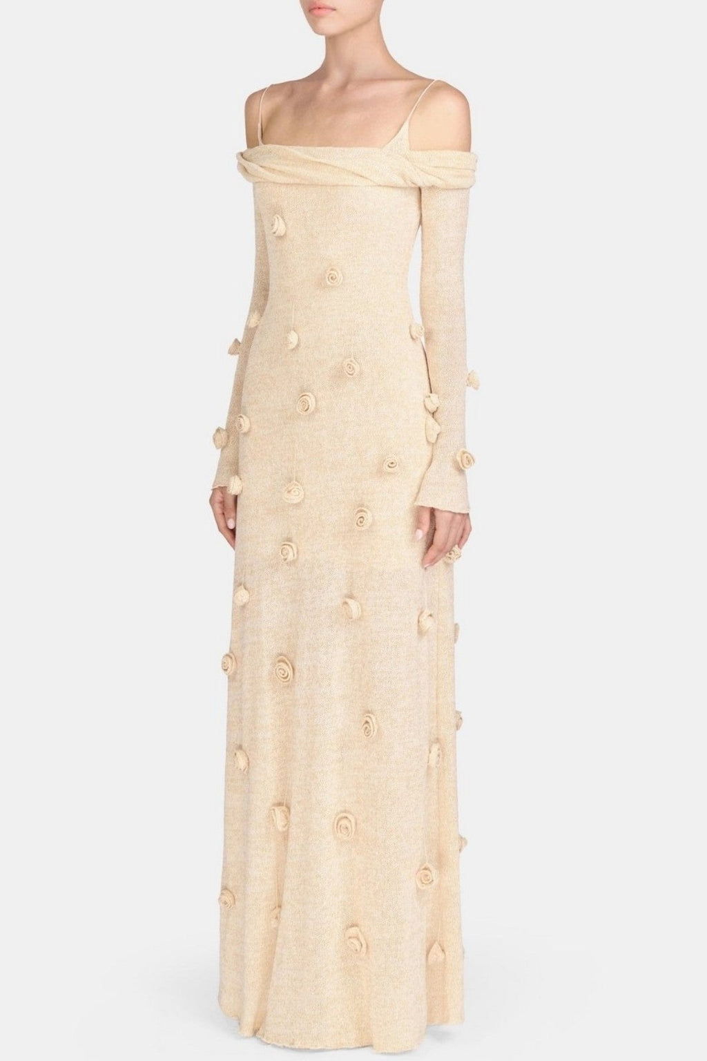 Mihi Floral Off Shoulder Knit Maxi Dress