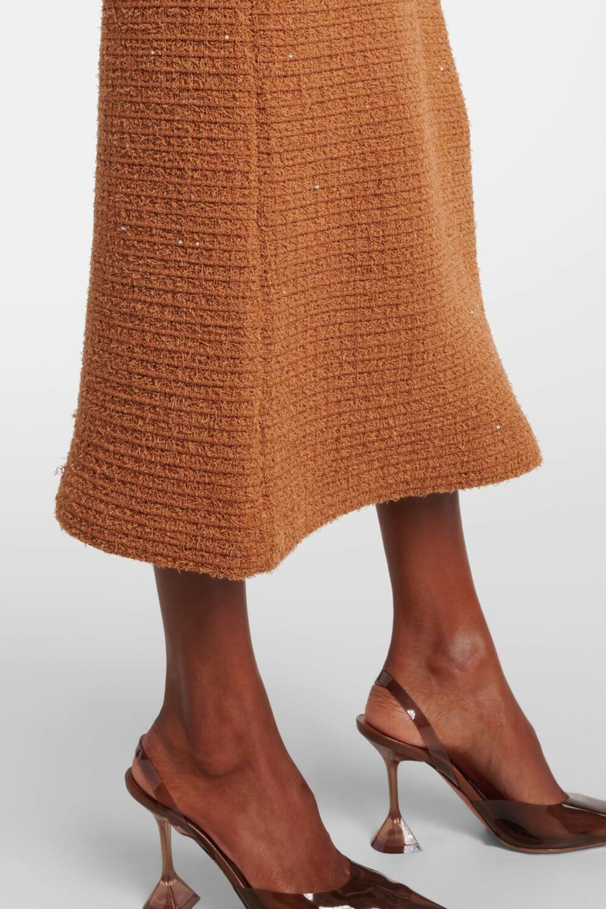Mikya Waffle Knit Embellished Midi Dress - Brown