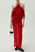 Milan Flower Halter Backless Maxi Dress