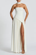 Miloni Strapless Split Maxi Dress - White