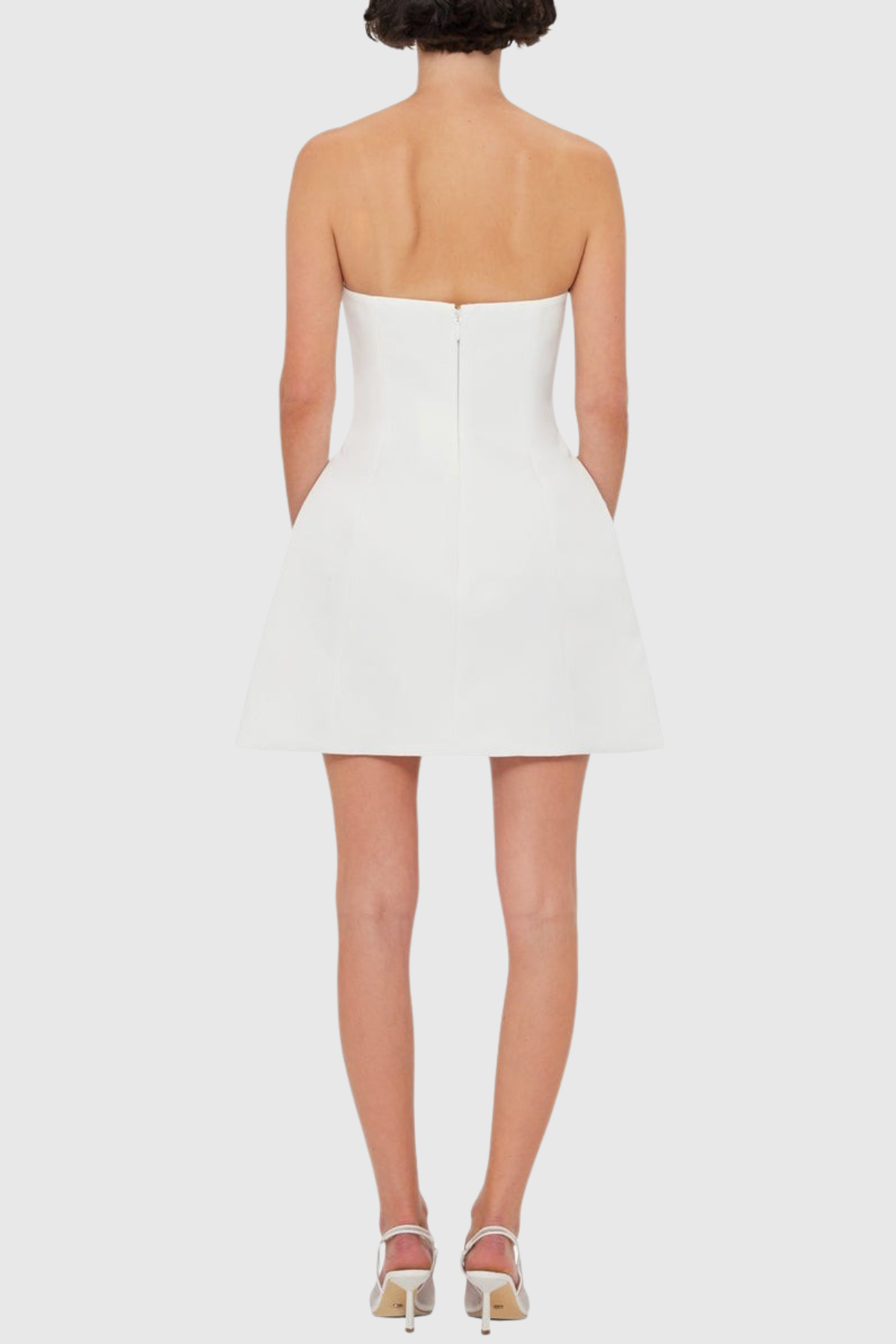 Mimoza Floral Appliqué Strapless Mini Dress - White
