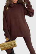 Moses Zip Embellished Sweater & Pants Set - Brown