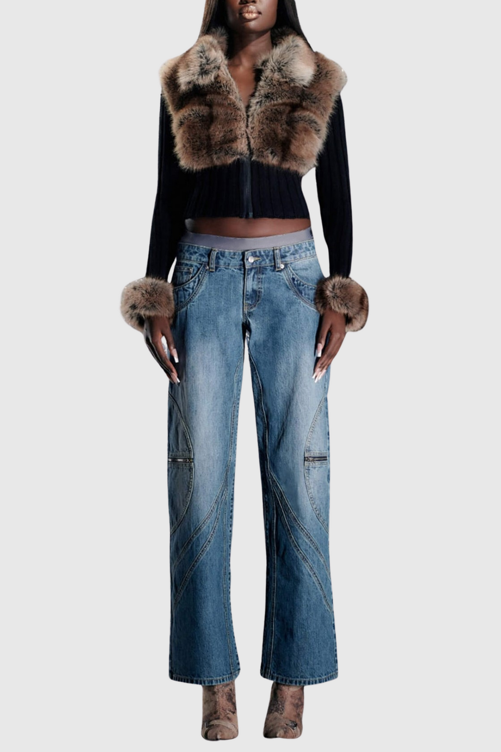 Motoko Faux Fur Knit Coat