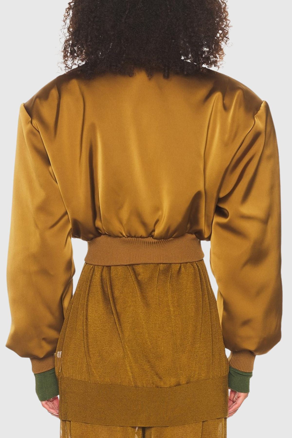 Nabila Satin Bomber Jacket - Gold