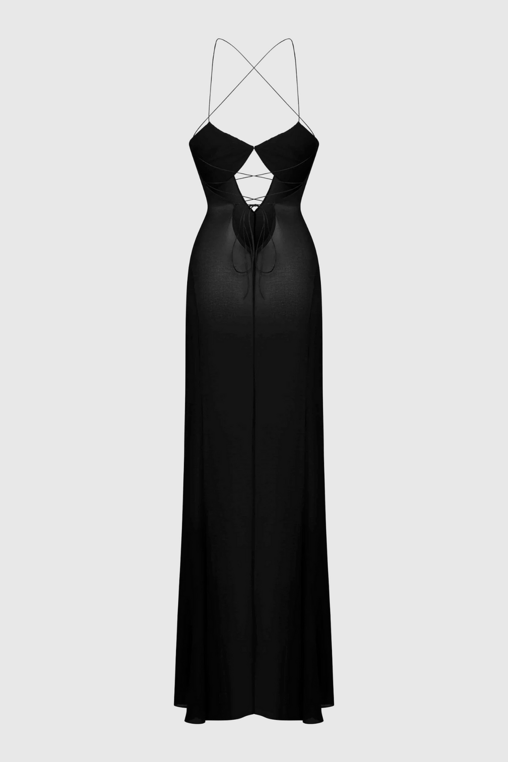 Natane Chiffon Cutout Backless Maxi Dress - Black
