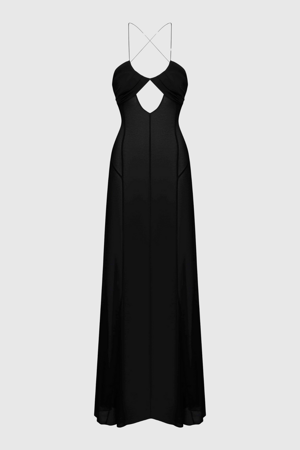 Natane Chiffon Cutout Backless Maxi Dress - Black