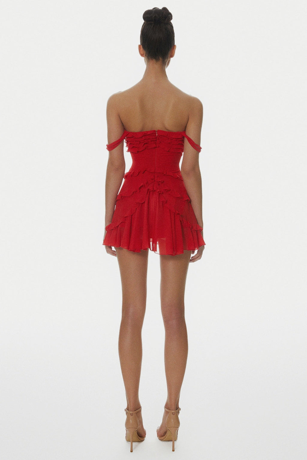 Nirva Off Shoulder Ruffle Mini Dress - Wine