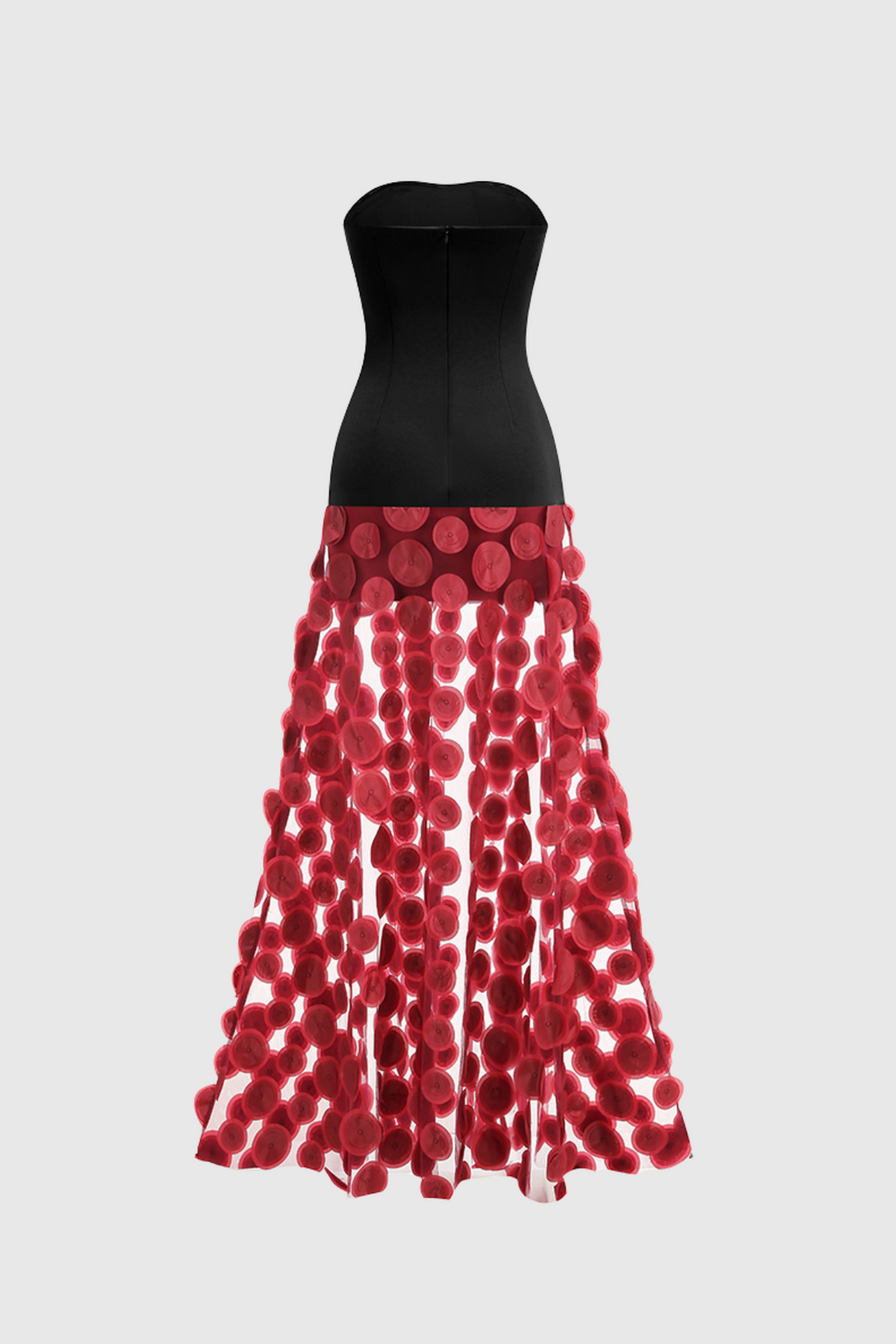 Nodin Strapless Dot Mesh Maxi Dress - Wine
