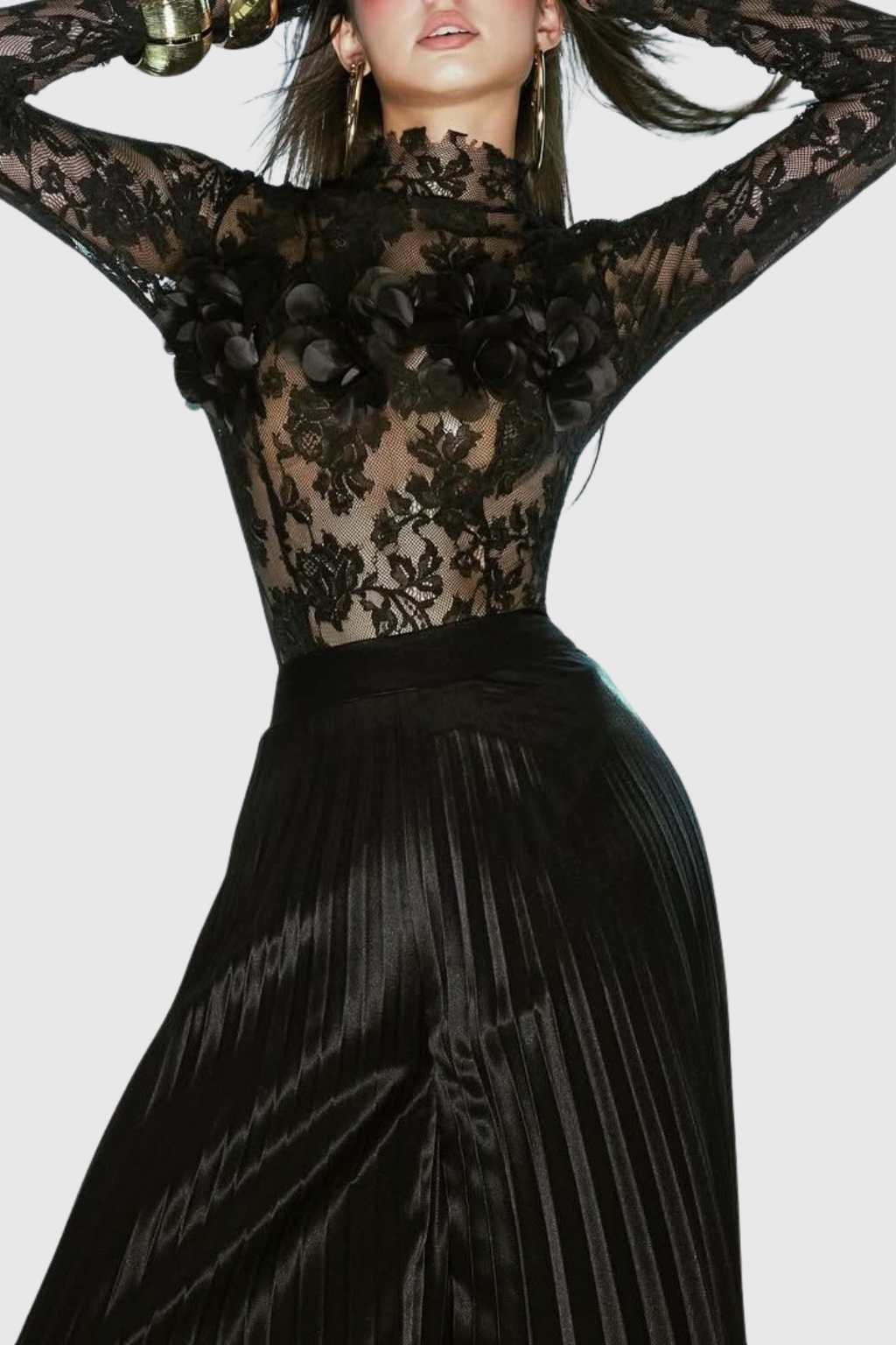 Nyra Floral Lace Top - Black