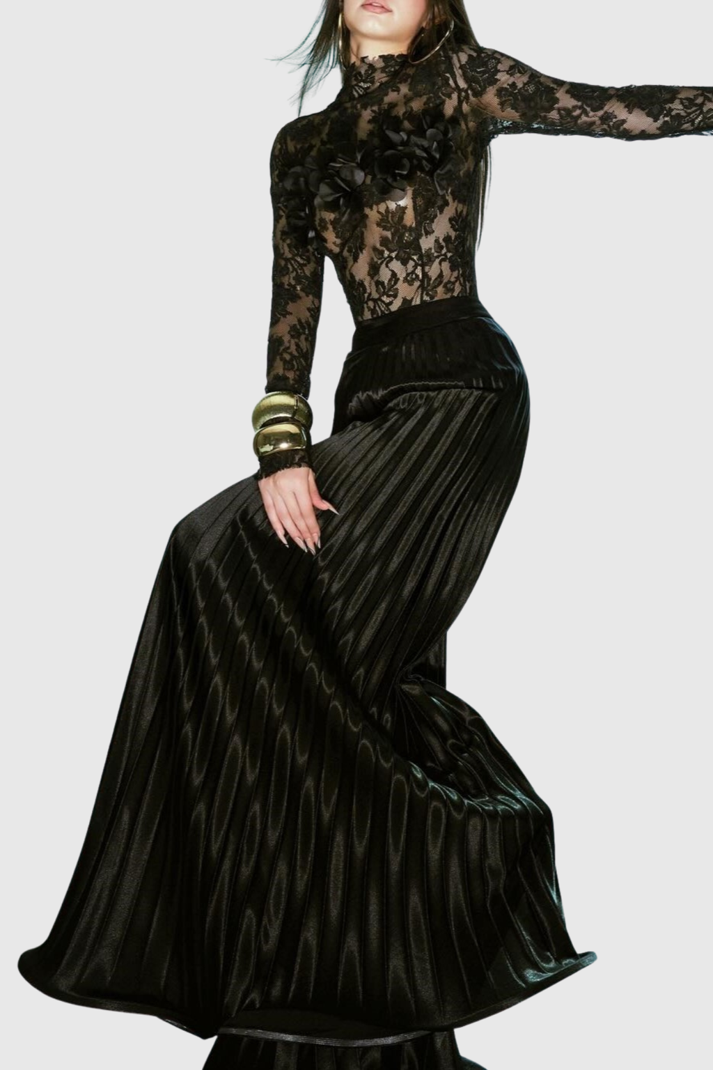 Nyra Floral Lace Top - Black