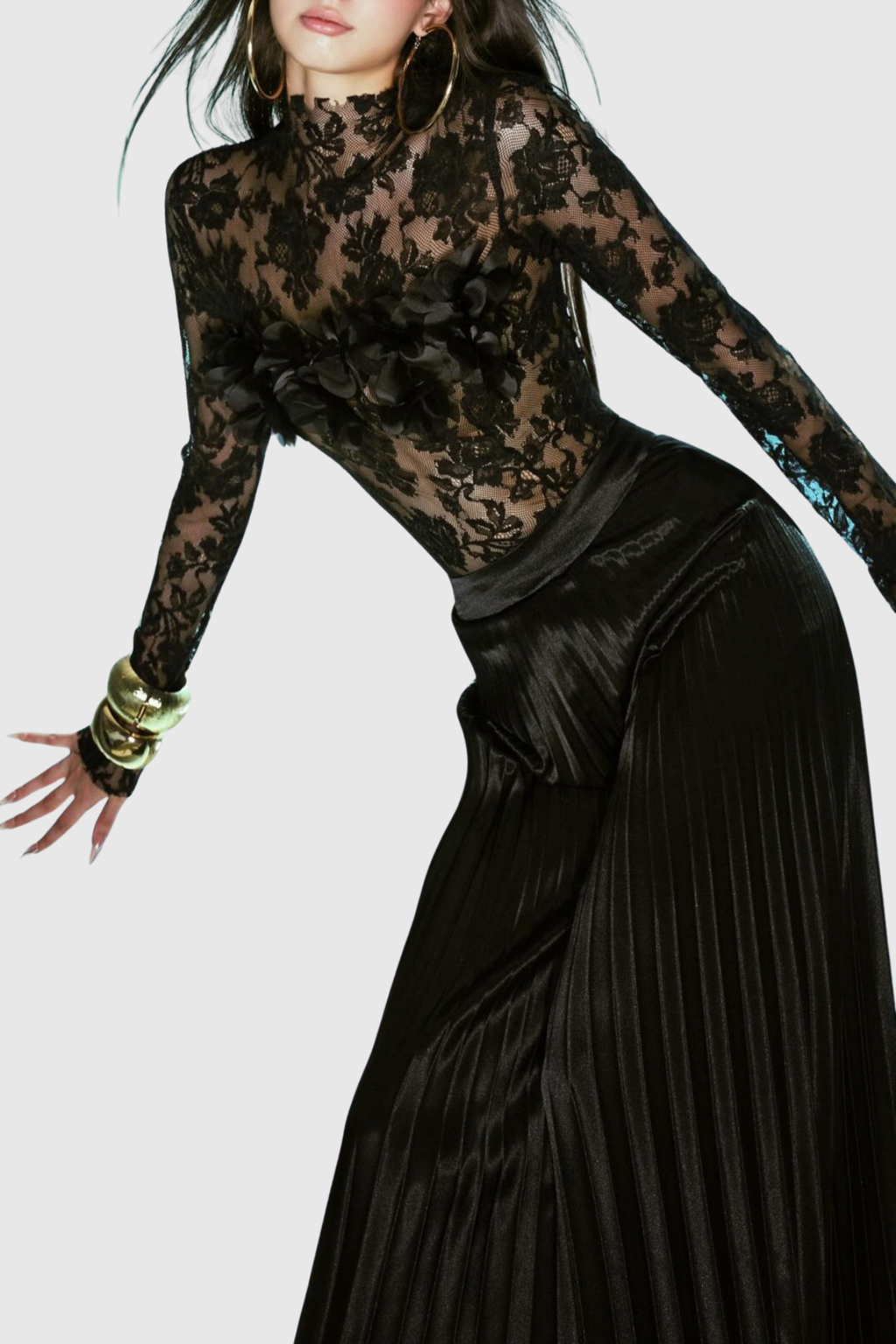 Nyra Floral Lace Top - Black