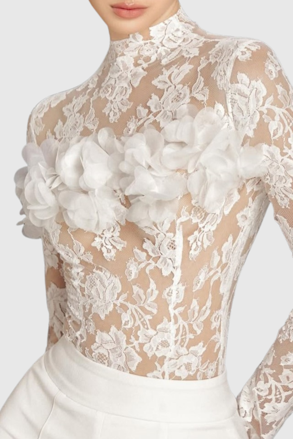 Nyra Floral Lace Top - White