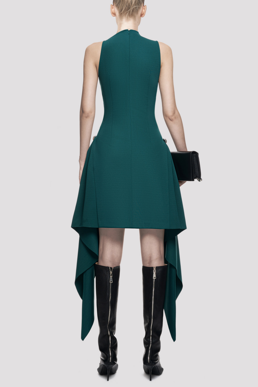 Oadao Symmetric Drapes Mini Dress - Green
