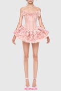 Oharo Floral Strapless Corset Mini Dress