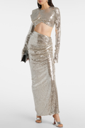 Oliviar Sequin Crop Top & Maxi Skirt Set