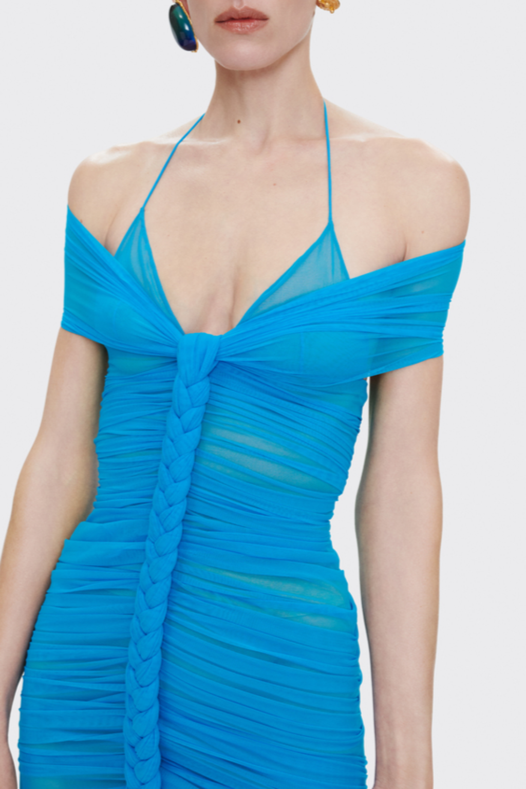 Omila Ruched Rope Embellished Mini Dress