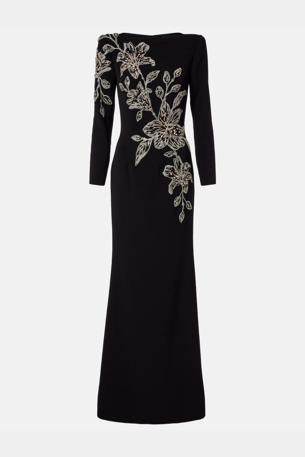 Orphra Floral Embellished Maxi Dress - Black