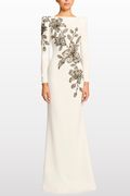 Orphra Floral Embellished Maxi Dress - White