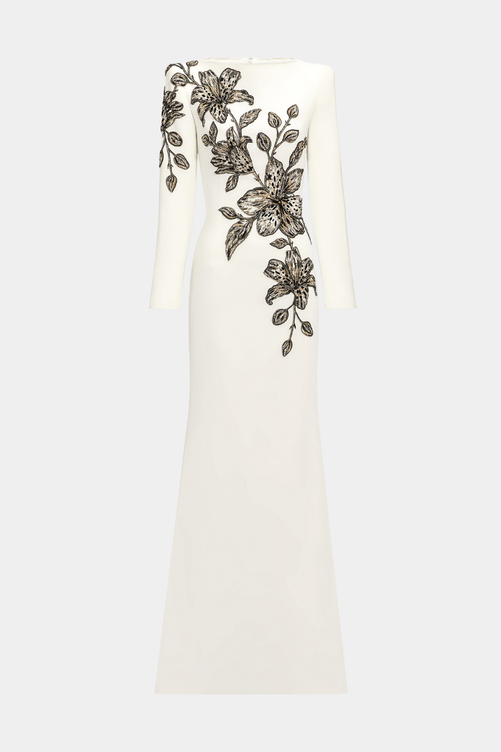 Orphra Floral Embellished Maxi Dress - White