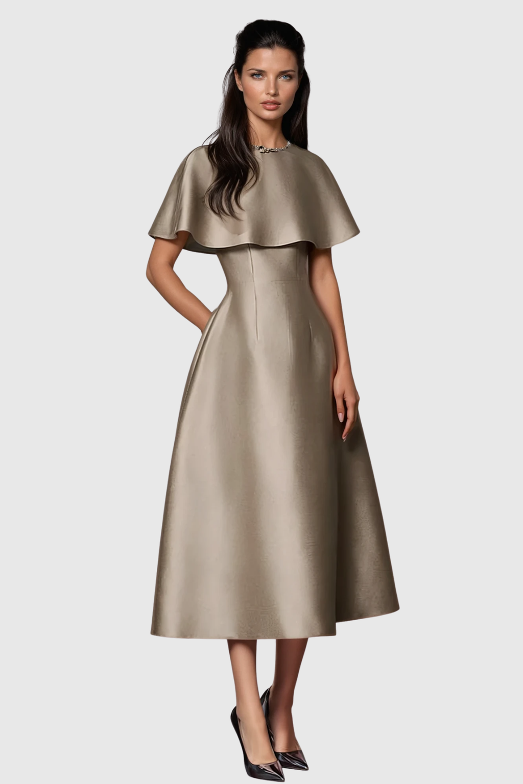 Orson Floral Cape Sleeve Midi Dress