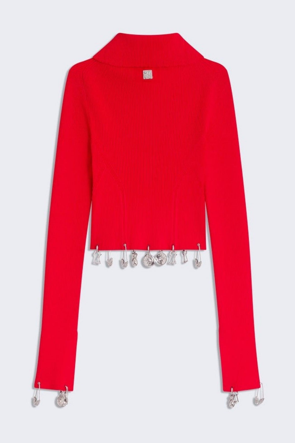 Ortiza Metal Embellished Knit Top & Midi Skirt Set - Red