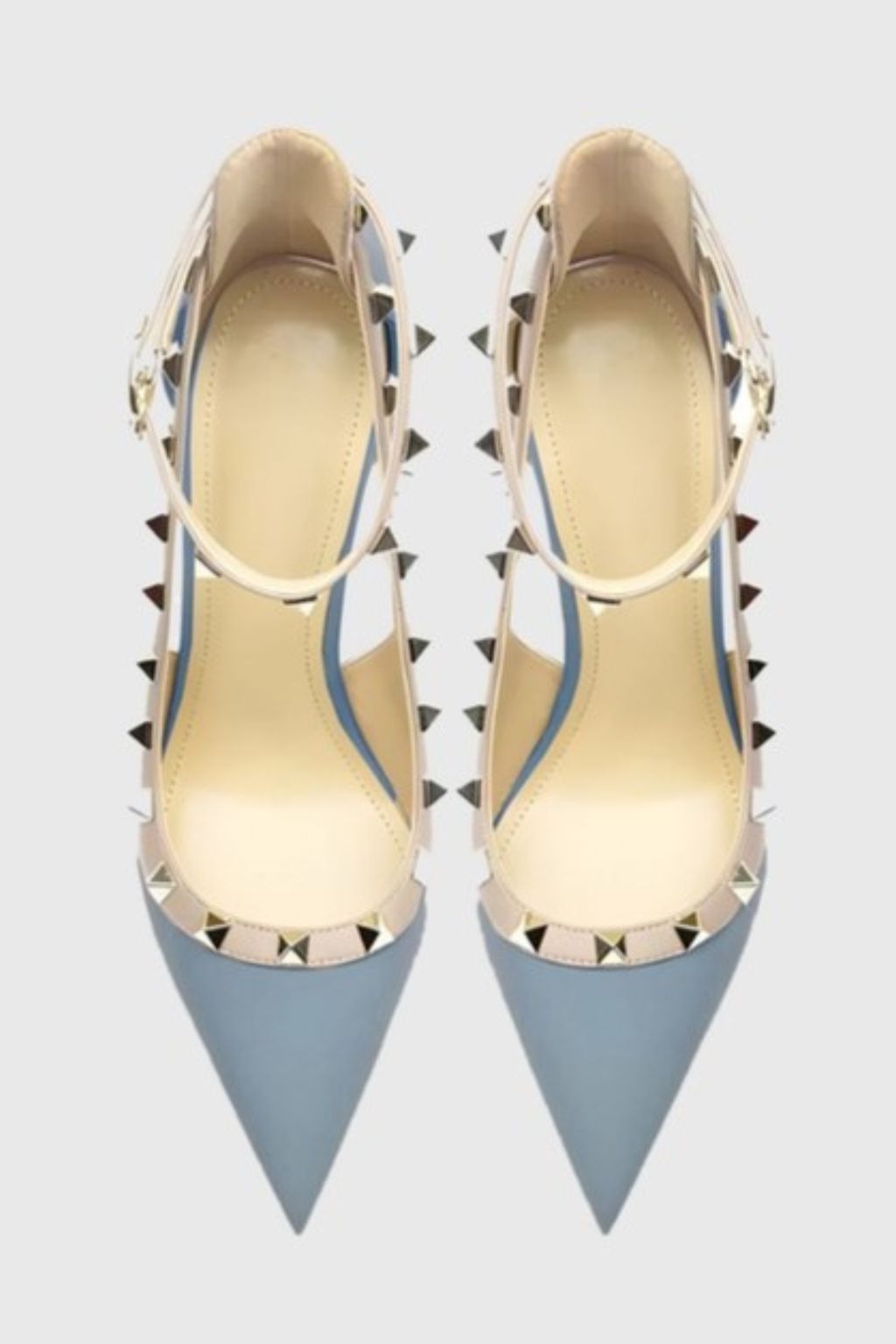 Osanya Rivet Embellished Strap Cutout Pumps  - Blue