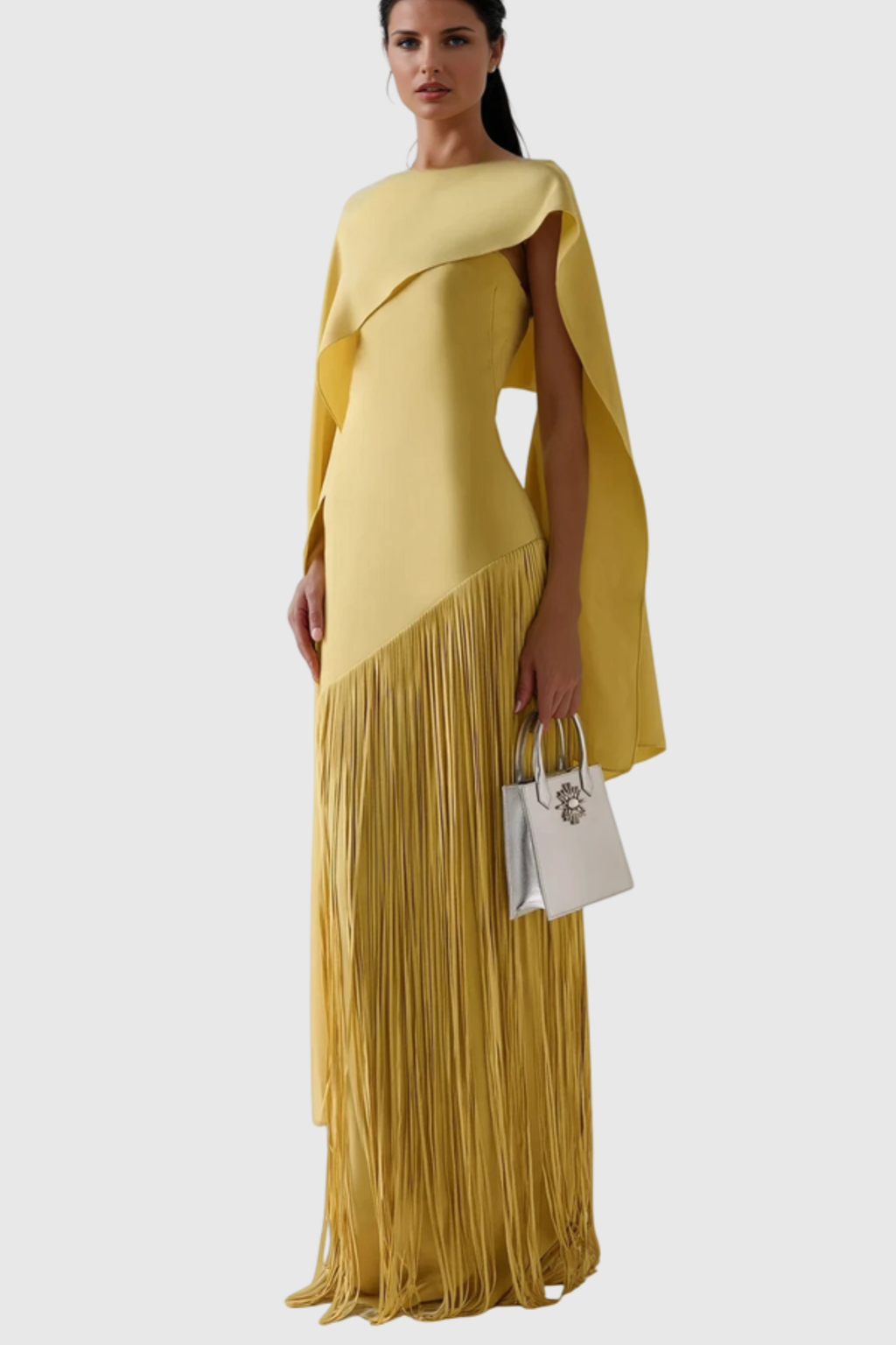 Pacifia Fringe Shawl Maxi Dress