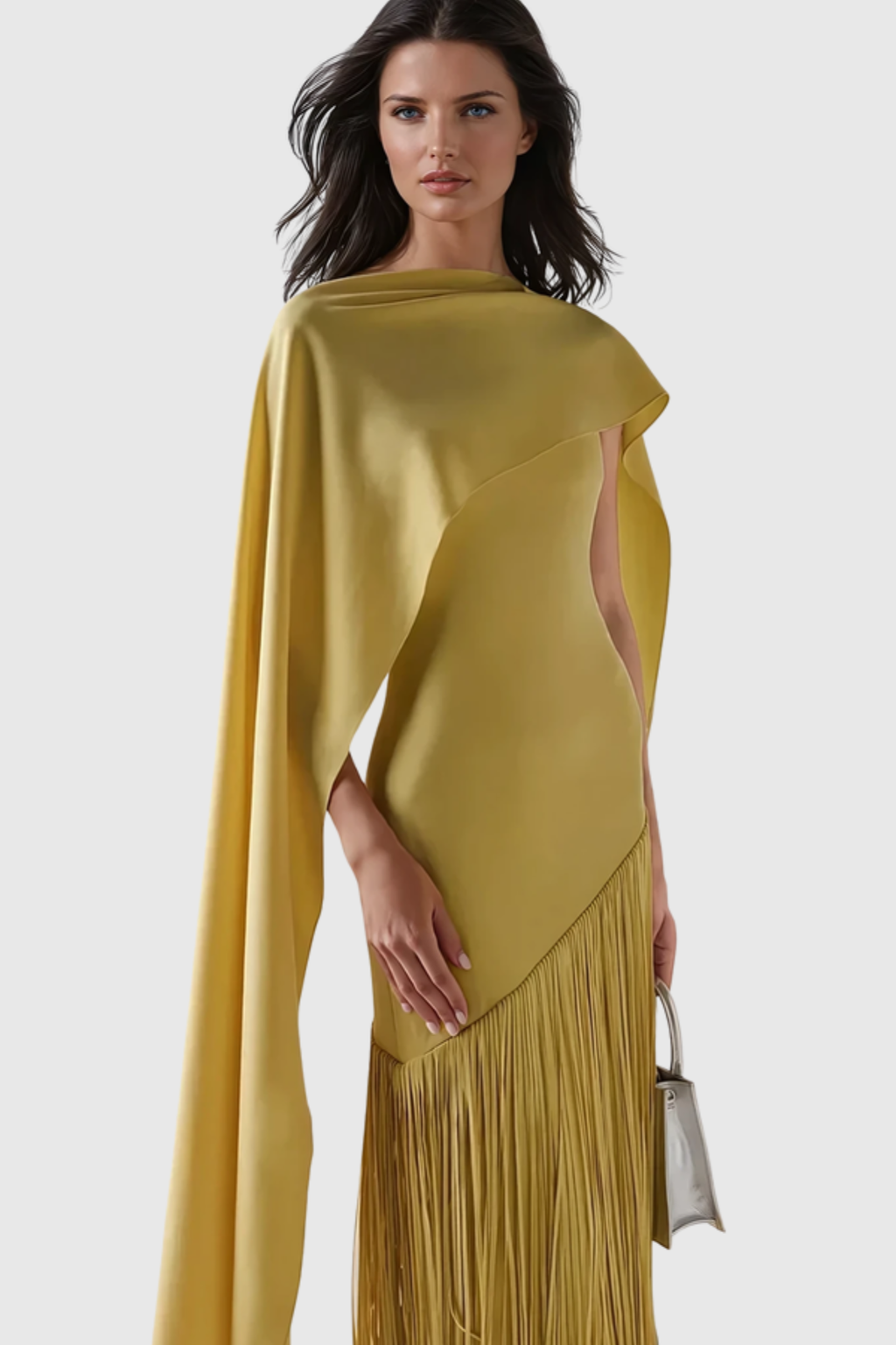 Pacifia Fringe Shawl Maxi Dress