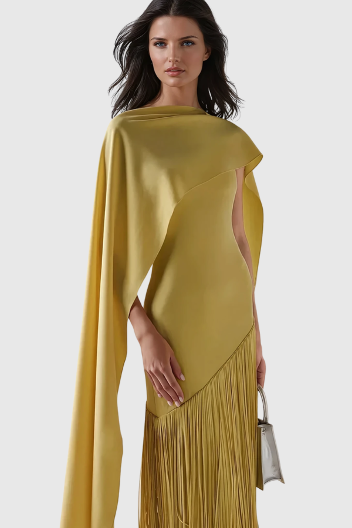 Pacifia Fringe Shawl Maxi Dress