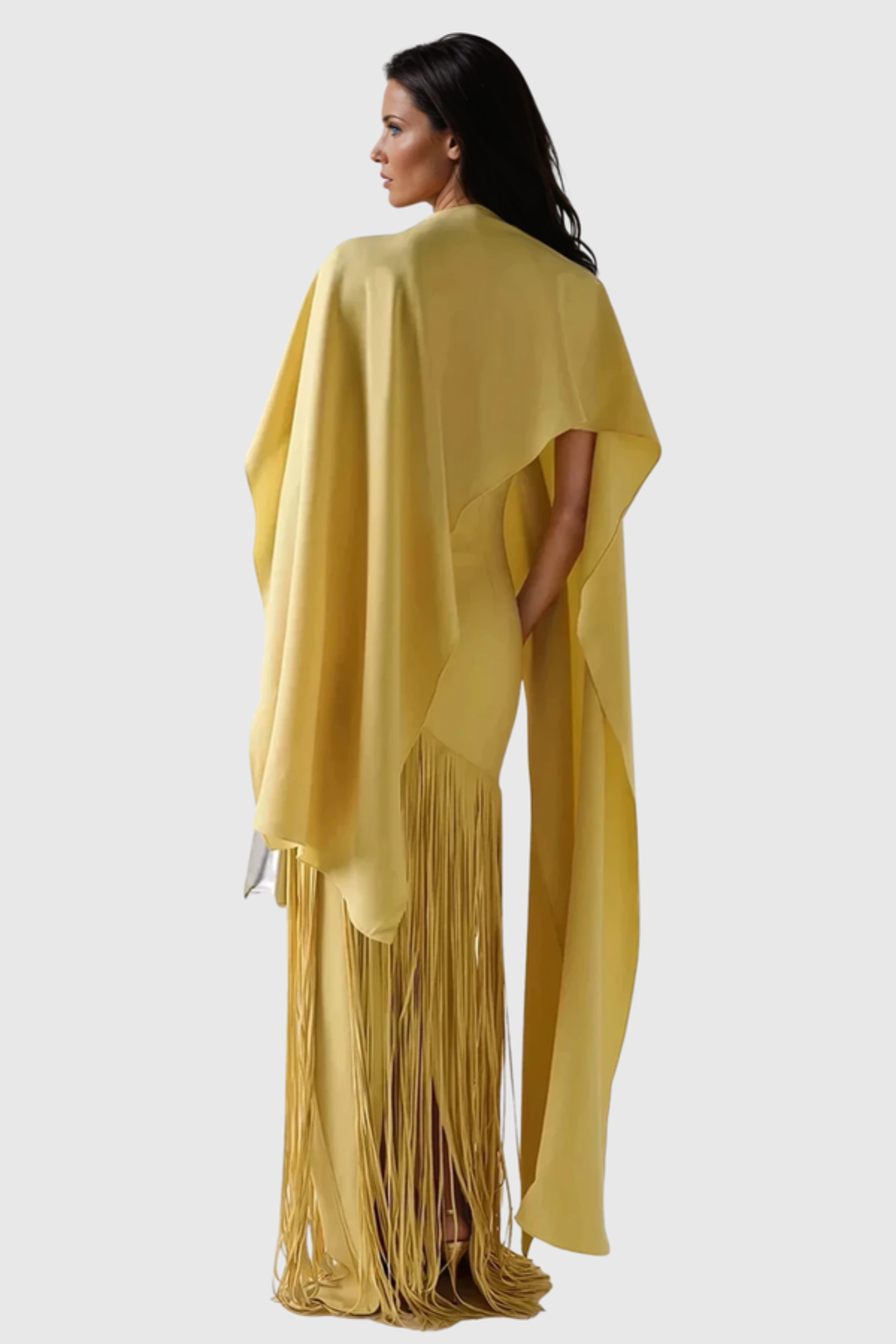 Pacifia Fringe Shawl Maxi Dress