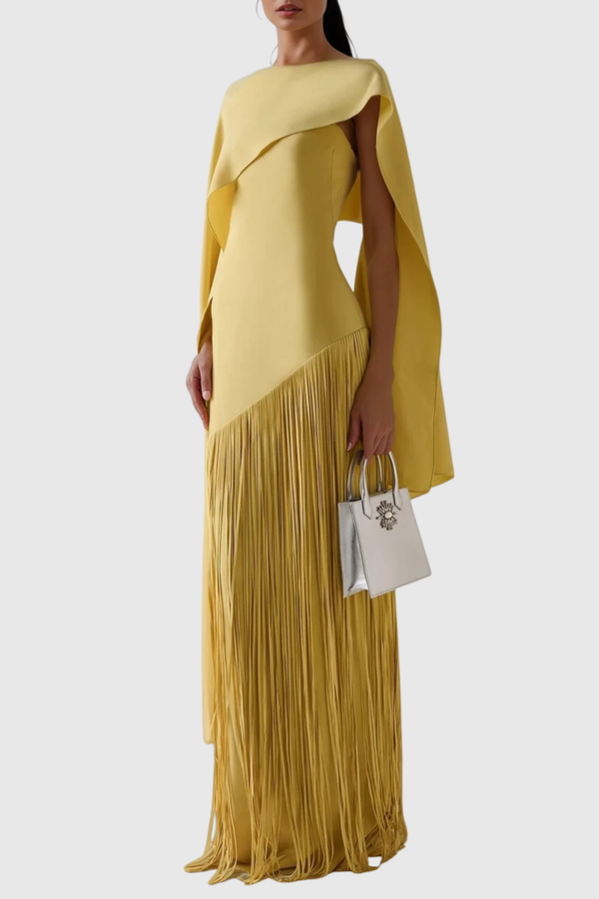 Pacifia Fringe Shawl Maxi Dress