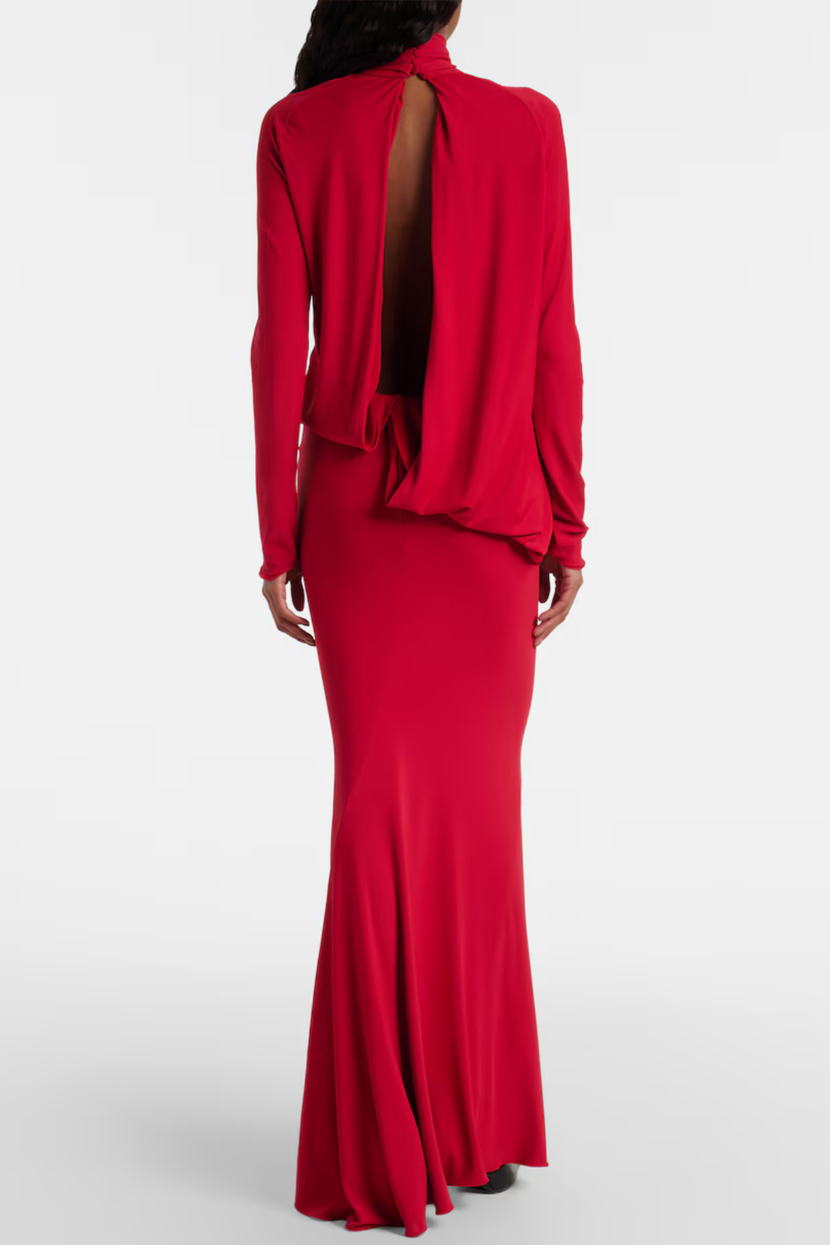 Partha Floral Appliqué Draped Maxi Dress