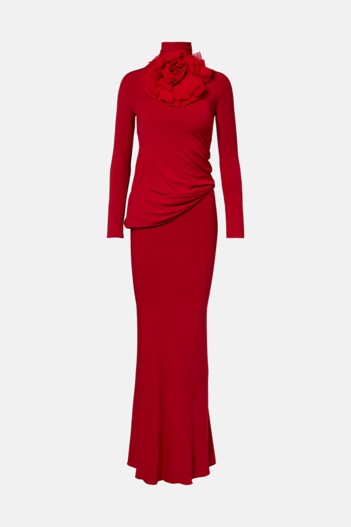 Partha Floral Appliqué Draped Maxi Dress